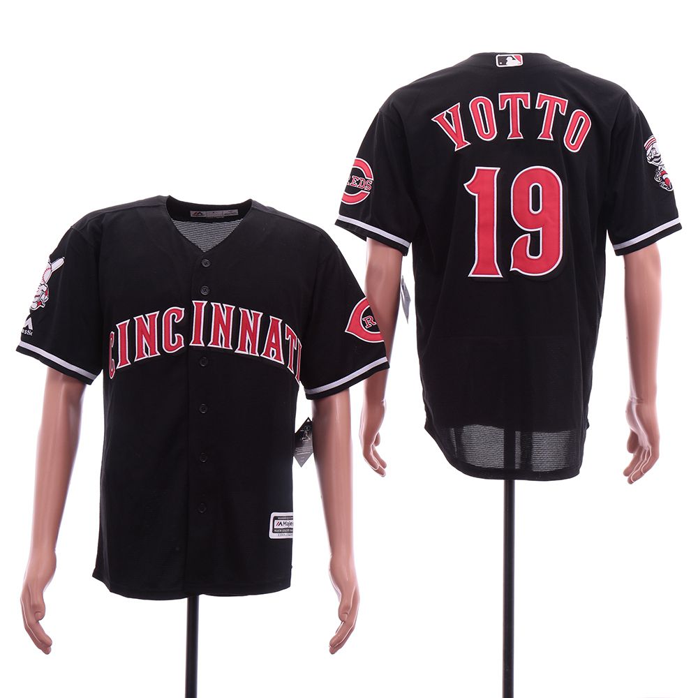 Men Cincinnati Reds #19 Yotto Black Game MLB Jerseys